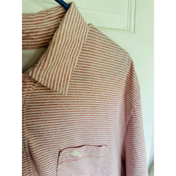 Tommy Bahama Mens Stripe Polo Size XL Salom pink Casual Vacation - Picture 6 of 7
